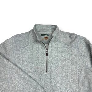 Orvis Gray Jacquard‎ Knit Quarter Zip Long Sleeve Sweatshirt Women's XL Pullover